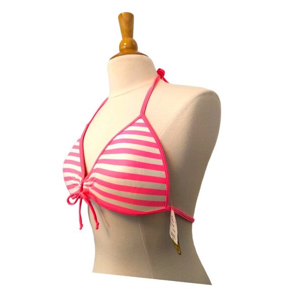 Barbie⭐NWT⭐Body Glove Push Up Cleavage builder bikini top Neon Pink Stripes - Picture 6 of 16